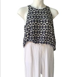 NWT - Women’s Old Navy Blue & White Ikat Print Halter/Tank Top Size Large